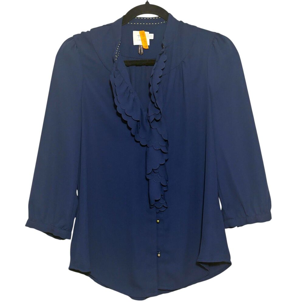 HD in Paris Scallop Trim Ruffle Front Blouse 2